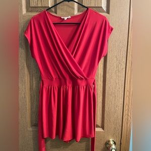 Rolls Coster shorts romper with tie belt large red